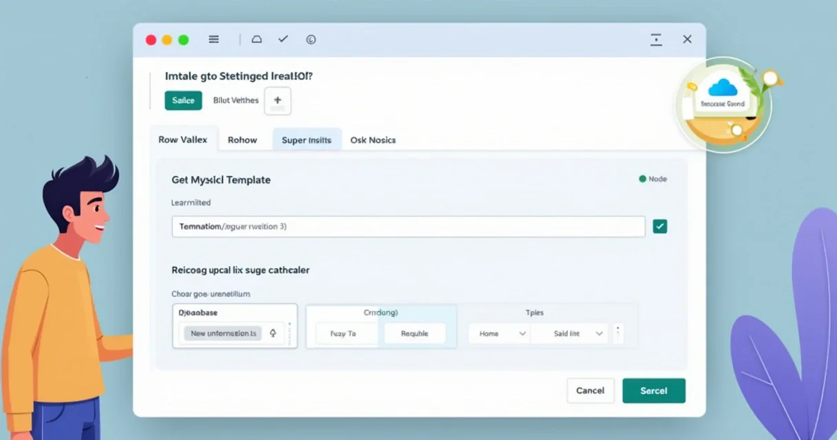 Painel simples mostrando instalação de template MySQL e opções de configuração