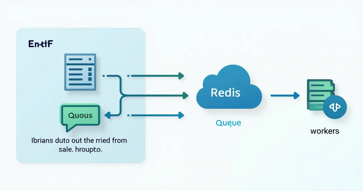 Diagrama simplificado de arquitetura SaaS com filas para processamento